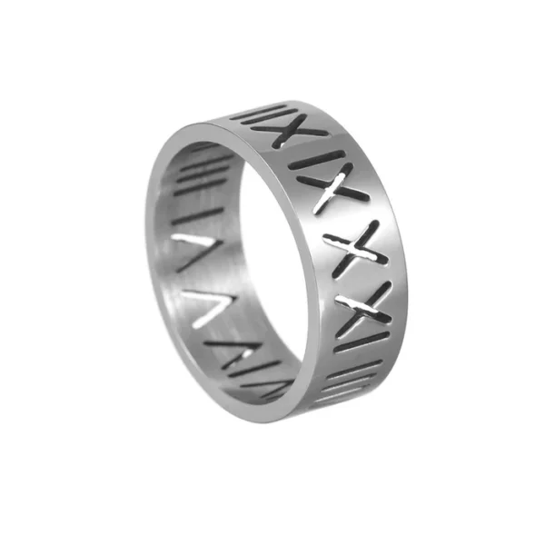 Fashion Number Titanium Steel Plating Rings - Image 2