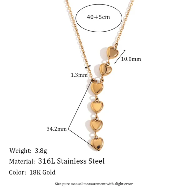Fashion Heart Geometric Stainless Steel 18K Gold Plated Necklaces