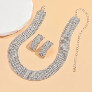 Luxurious Solid Color Rhinestone Plating Silver Plated Jewelry