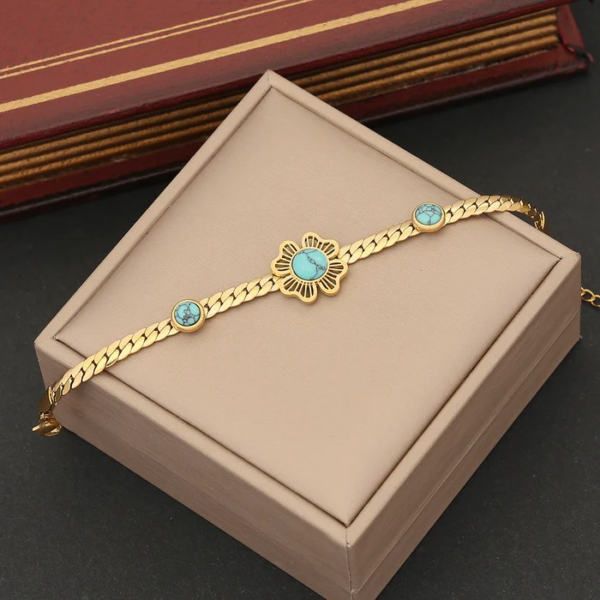 Fashion Flower Stainless Steel Electroplating Set(Necklace,Bracelet and Earrings) - Image 2