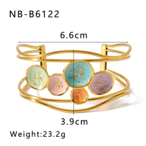 IG Style Flower Stainless Steel Electroplating Bangle 18K