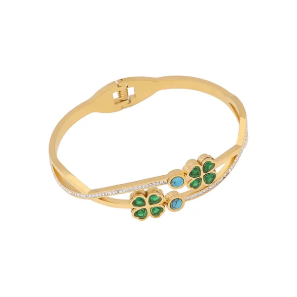 Expressive Cross Stainless Steel Diamond Inlay Bangles - Image 4
