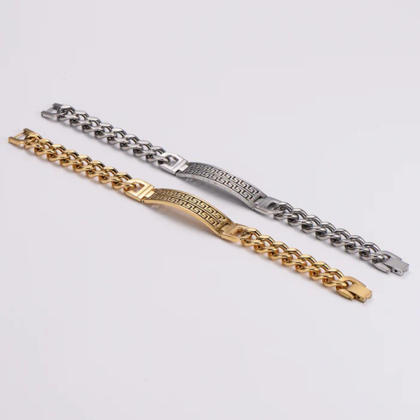 Expressive Men Stripe Geometric Stainless Steel Electroplating Bracelets - Image 2