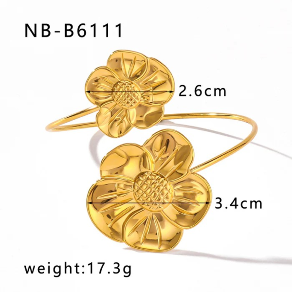IG Style Flower Stainless Steel Electroplating Bangle 18K