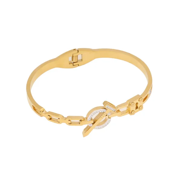 Expressive Cross Stainless Steel Diamond Inlay Bangles - Image 3