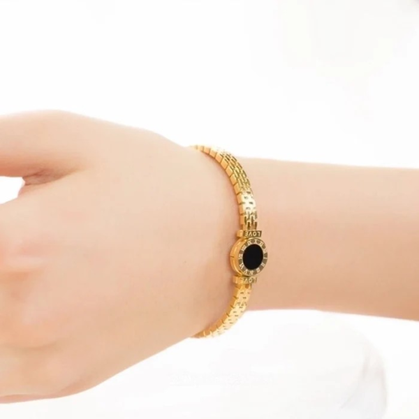 Simple Style Round Titanium Steel Plating Bangle 1 Piece