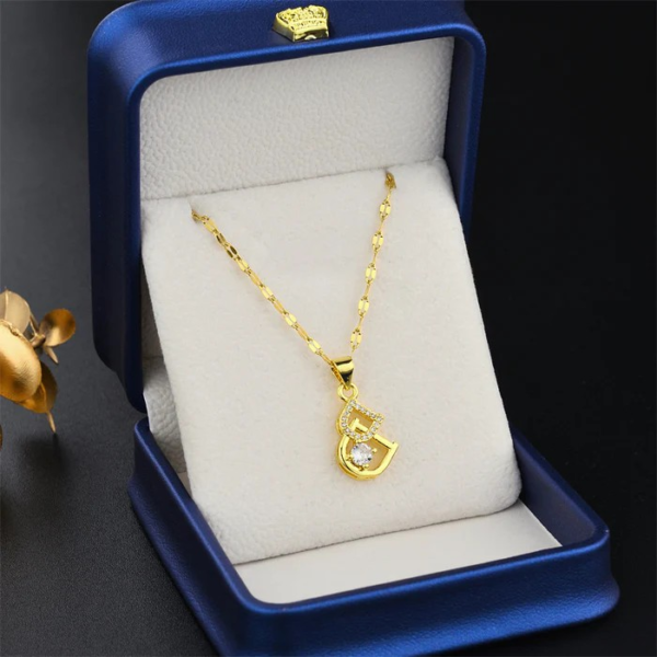 Cartoon Geometric Titanium Steel 18K Gold Plated Necklace - Image 2