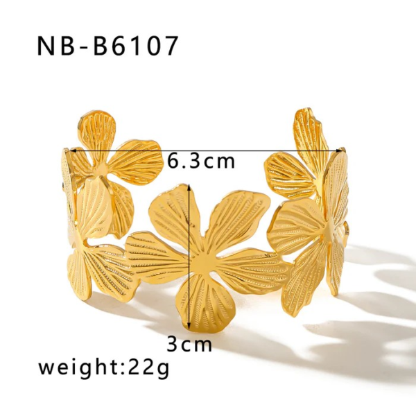 IG Style Flower Stainless Steel Electroplating Bangle 18K