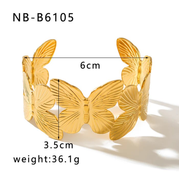 IG Style Flower Stainless Steel Electroplating Bangle 18K