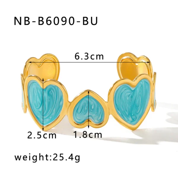 IG Style Heart Stainless Steel Electroplating Bangles - Image 2