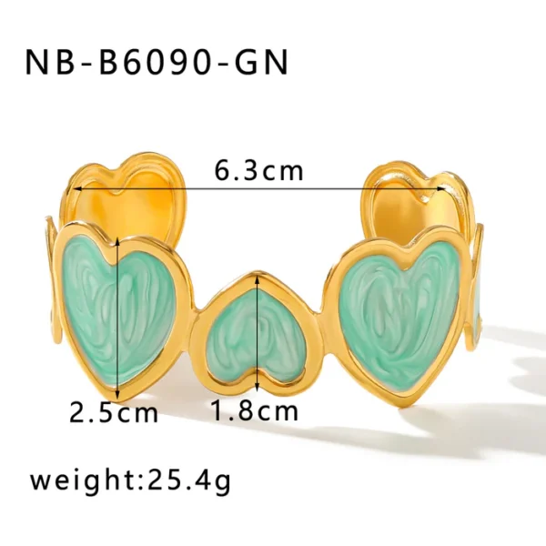 IG Style Heart Stainless Steel Electroplating Bangles - Image 3