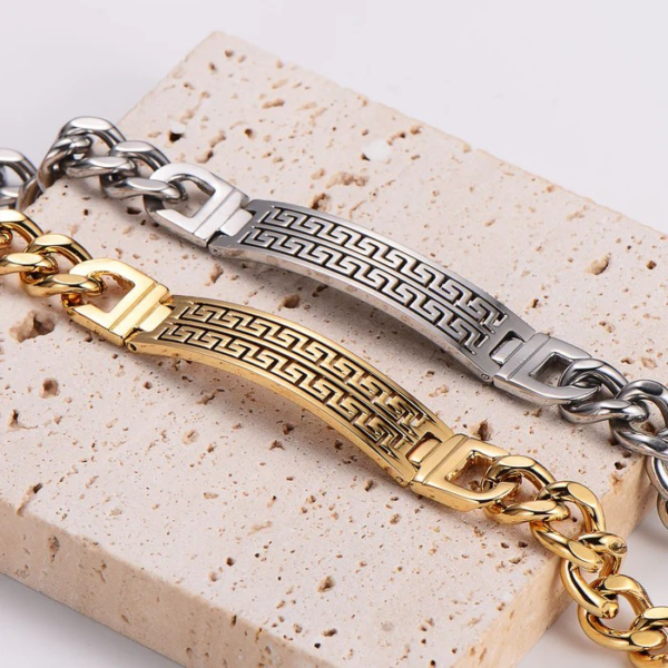 Expressive Men Stripe Geometric Stainless Steel Electroplating Bracelets