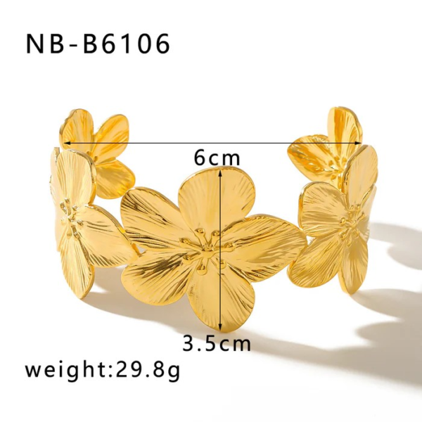 IG Style Flower Stainless Steel Electroplating Bangle 18K