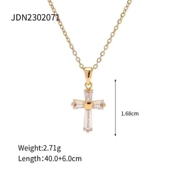 1 Piece Fashion Cross Stainless Steel Plating Inlay Zircon Pendant Necklace