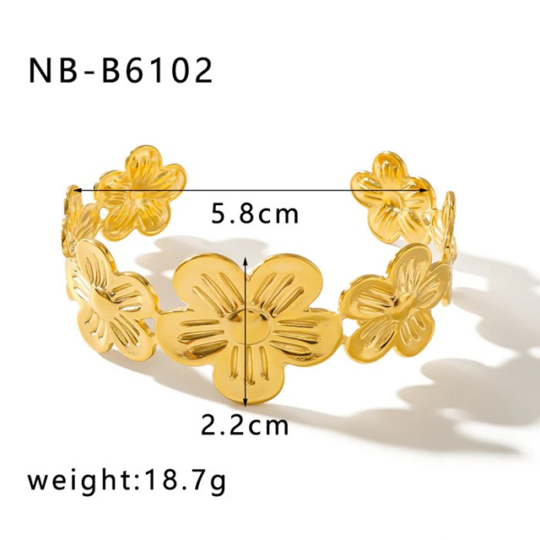 IG Style Flower Stainless Steel Electroplating Bangles 18K