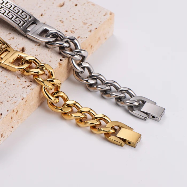 Expressive Men Stripe Geometric Stainless Steel Electroplating Bracelets - Image 3