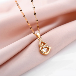 Cartoon Geometric Titanium Steel 18K Gold Plated Necklace