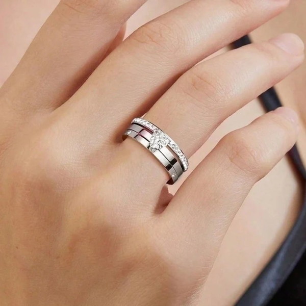 Elegant Simple Style Solid Color Stainless Steel Plating Inlay Zircon Rose Gold Plated White Gold Plated Gold Plated Rings - Image 2