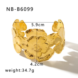 IG Style Flower Stainless Steel Electroplating Bangle