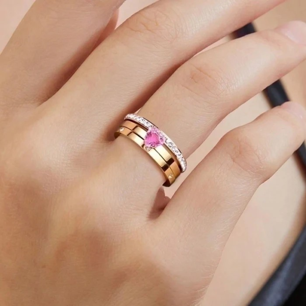 Elegant Simple Style Solid Color Stainless Steel Plating Inlay Zircon Rose Gold Plated White Gold Plated Gold Plated Rings