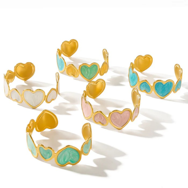 IG Style Heart Stainless Steel Electroplating Bangles